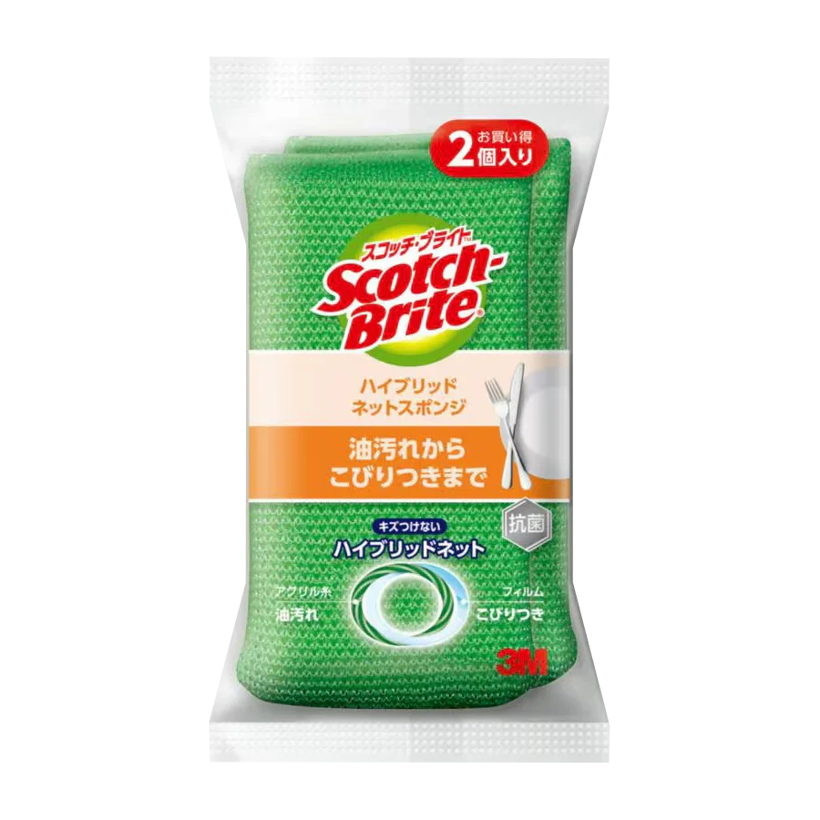3M - Scotch-Brite Éponge hybride en filet vert 1P