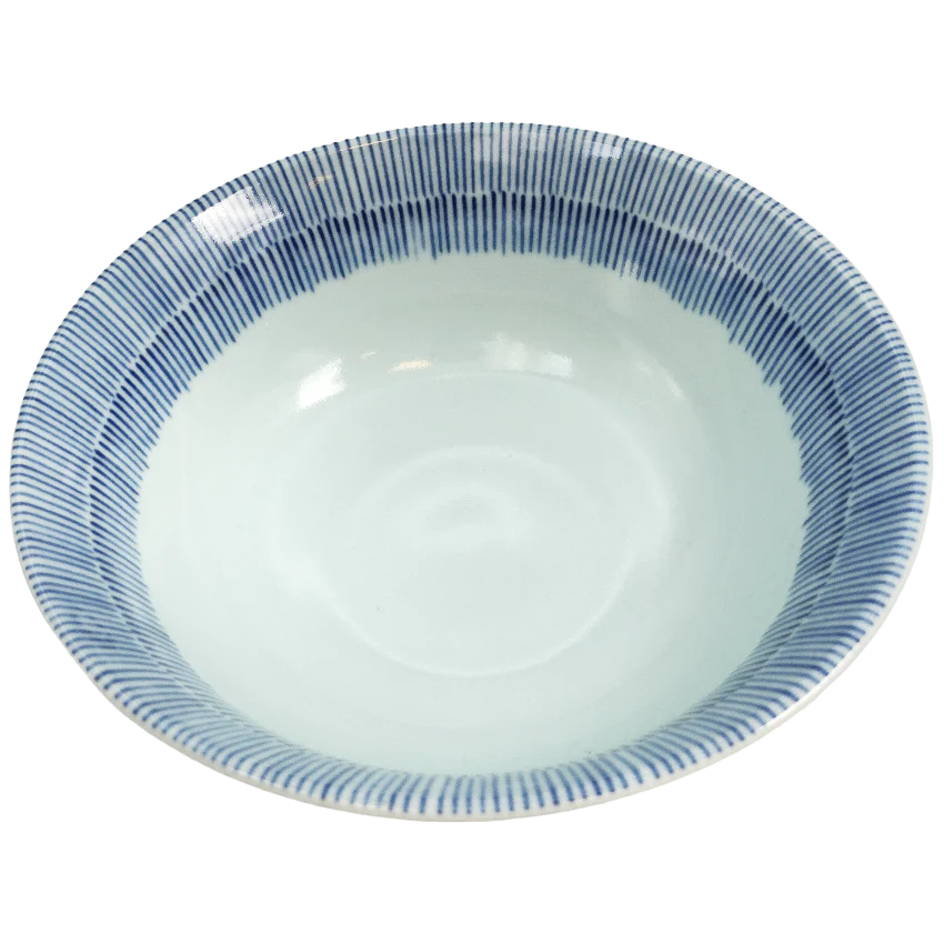 Bol à Ramen Motif Rayures Bleues Fines 18.9 x 7.6 cm - Image 2