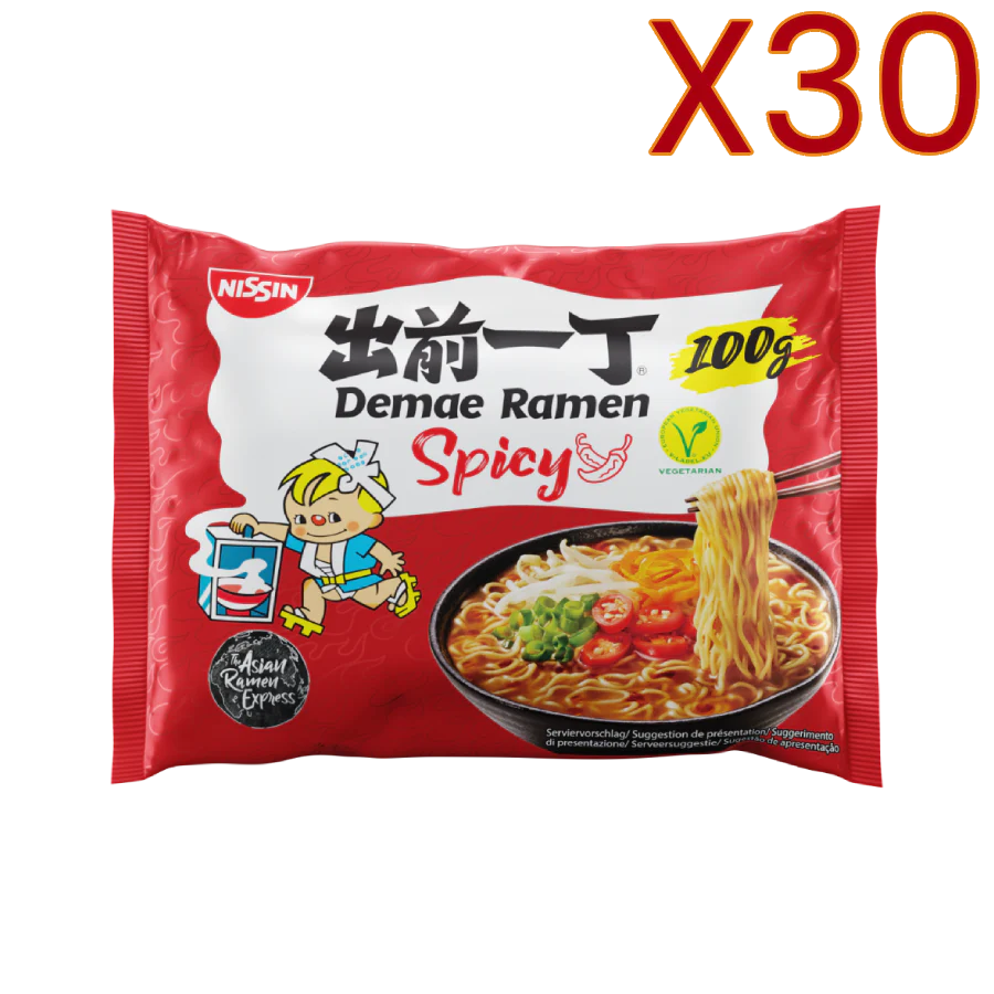 Nissin - Nouilles Ramen Demae Spicy 100g/500ml X30 BUNDLE