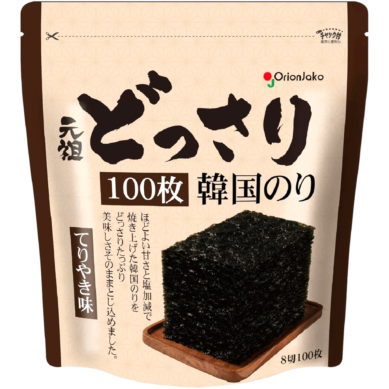 Orion Jako - Algues coréennes Goût Teriyaki 100 feuilles (8 découpes) 65g