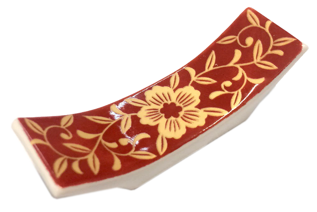 Repose-baguette en porcelaine en forme d'éventail rouge 7.2x2x1.8cm - Image 2