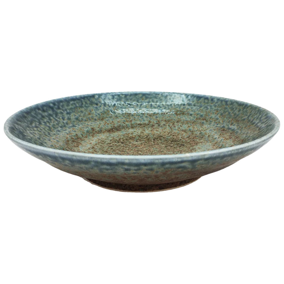 Plat en porcelaine Dégradé vert rouille 22.7 x 5.2 cm